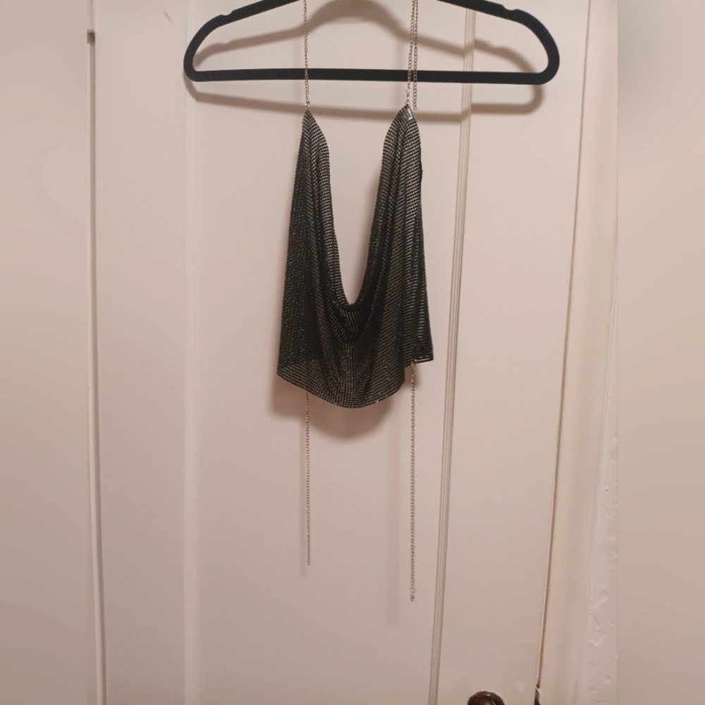 Elegant Black Chain Strap Top